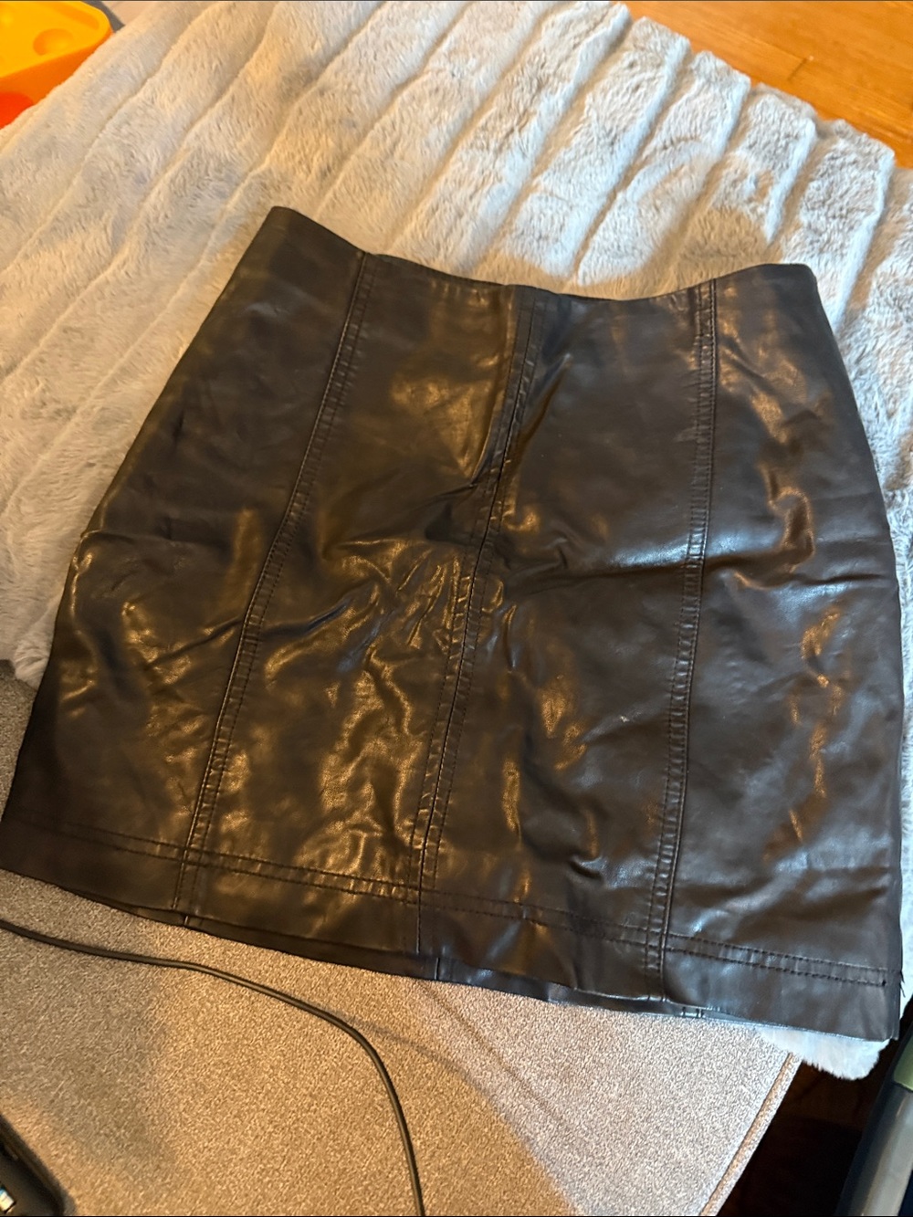 Free People Black Faux Leather Mini Skirt